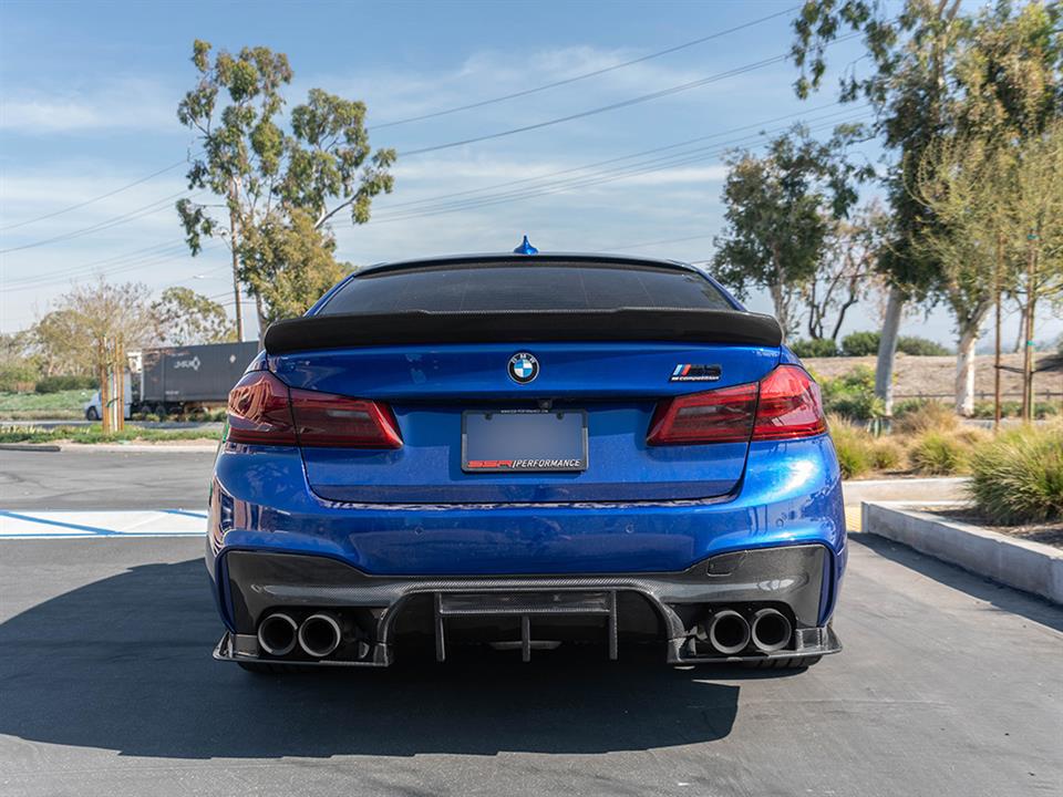 BMW G30 F90 M5 with one of our RWS Carbon Fiber Trunk Spoiler