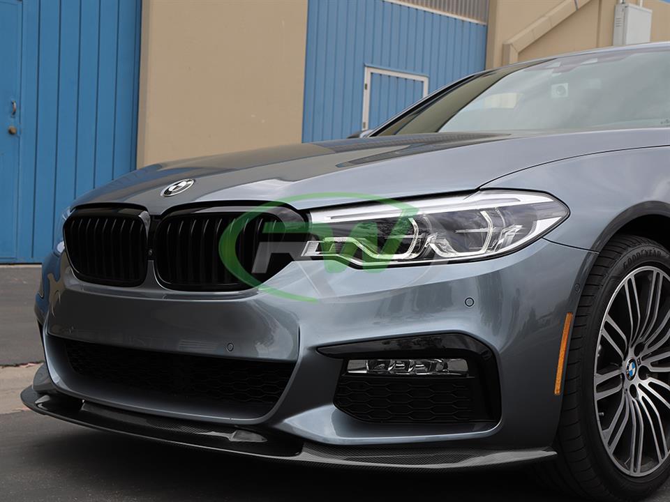 grey bmw g30 540i 5 series with rw carbon fiber 3d style cf front lip spoiler