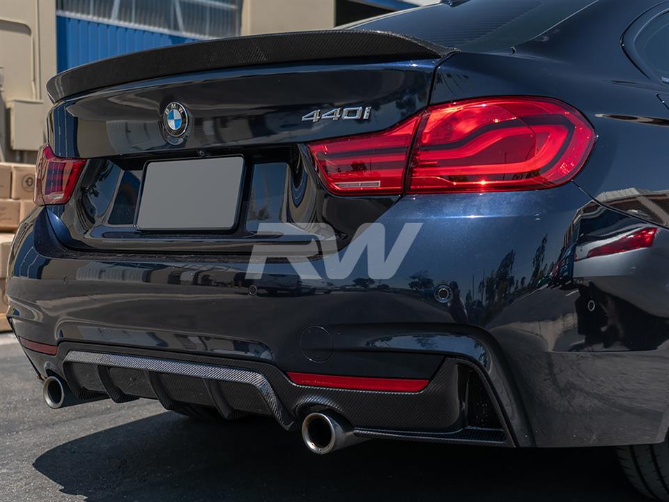Black BMW 440i with RW Carbon Performance Style Rear diffuser