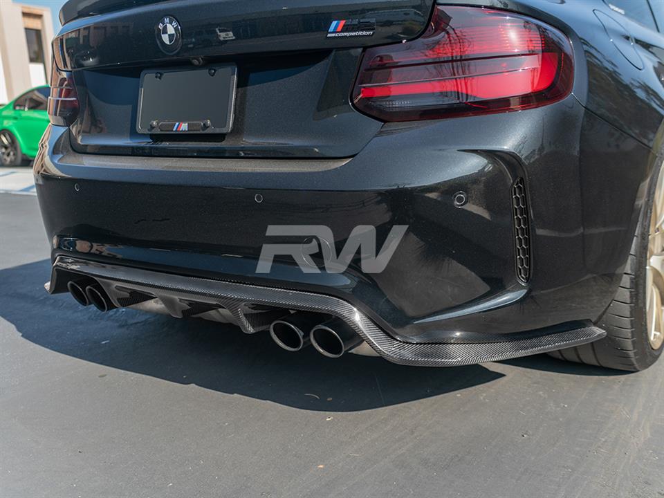 Black BMW F87 with 3d style carbon fiber diffuser