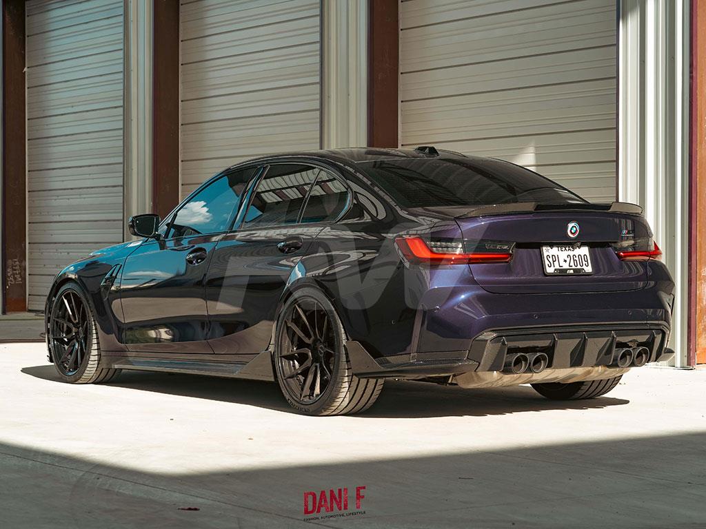 BMW G80 M3 or G82 G83 M4 with an OEM Style Carbon Fiber Diffuser