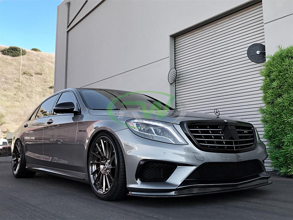 Silver S63 AMG with carbon fiber front lip from RW