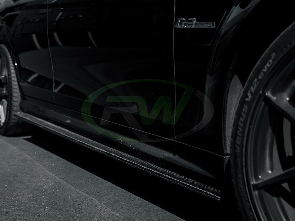 rw carbon fiber mercedes benz w204 c63 amg sedan cf side skirt extensions