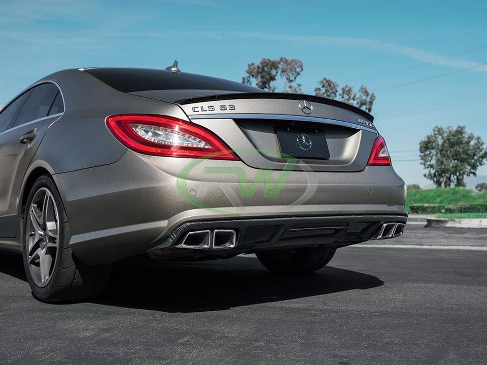 Mercedes W218 CLS63 AMG gets hooked up with an RW Carbon Fiber Diffuser
