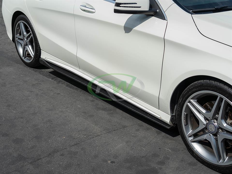 White Mercedes CLA250/CLA45 gets RW Carbon Side Skirt Extensions