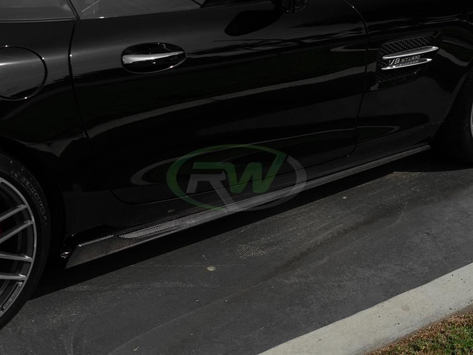 RW Carbon Aeo Upgrades for V8 Mercedes C190 GT/GTS Side Skirt Extensions in Carbon Fiber