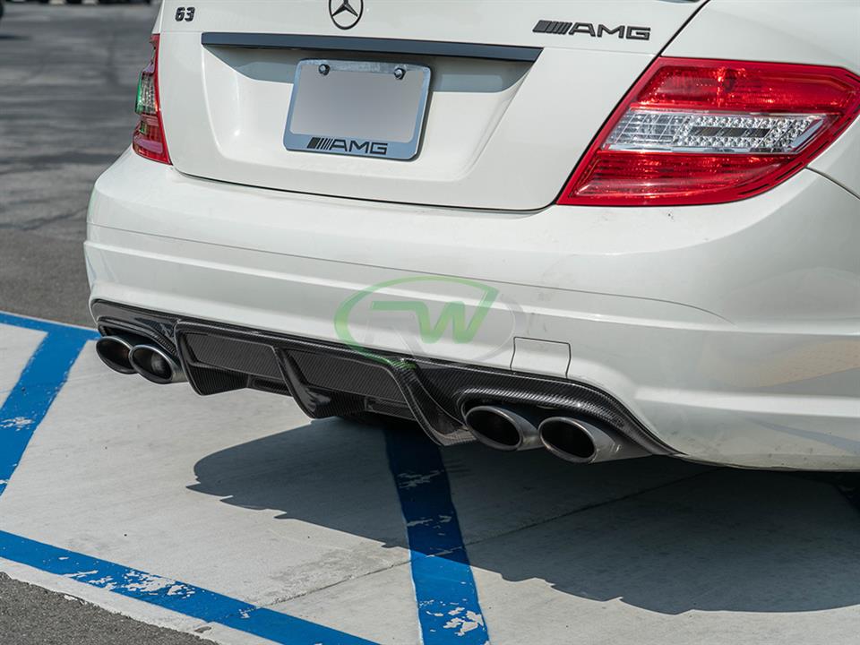 Mercedes W204 C63 with an Arkym Style Carbon Fiber Diffuser