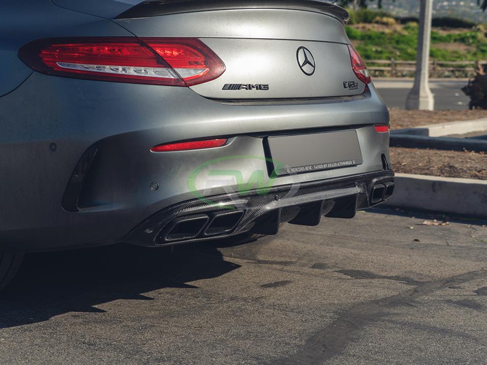 Mercedes W205 C63 S Coupe upgrades to an RW Carbon Fiber Diffuser