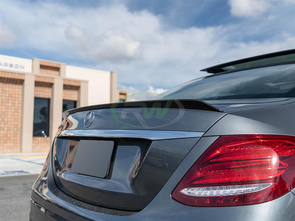 Mercedes W213 E63 with one of our ED1 Style CF Trunk Spoiler