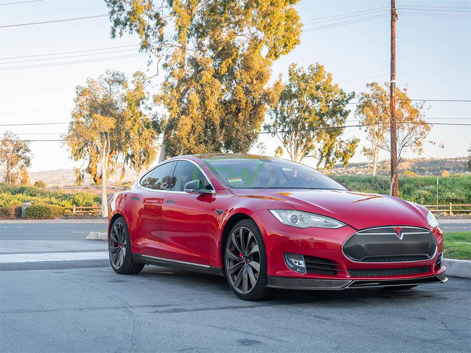 Tesla Model S Carbon Fiber Front Lip Spoiler built by RW
