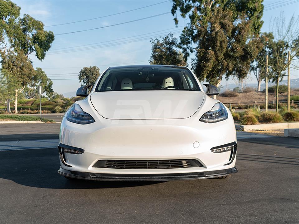 Tesla Model Y Carbon Fiber Front Lip Spoiler from RW Carbon