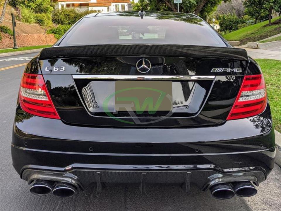 Mercedes W204 Coupe DTM Style CF Trunk Spoiler shown on c63
