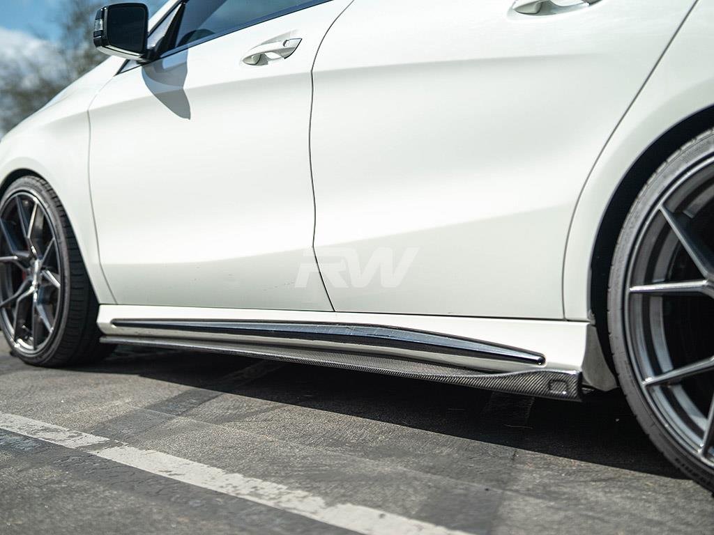 Silver Mercedes CLA250/CLA45 gets RW Carbon Side Skirt Extensions