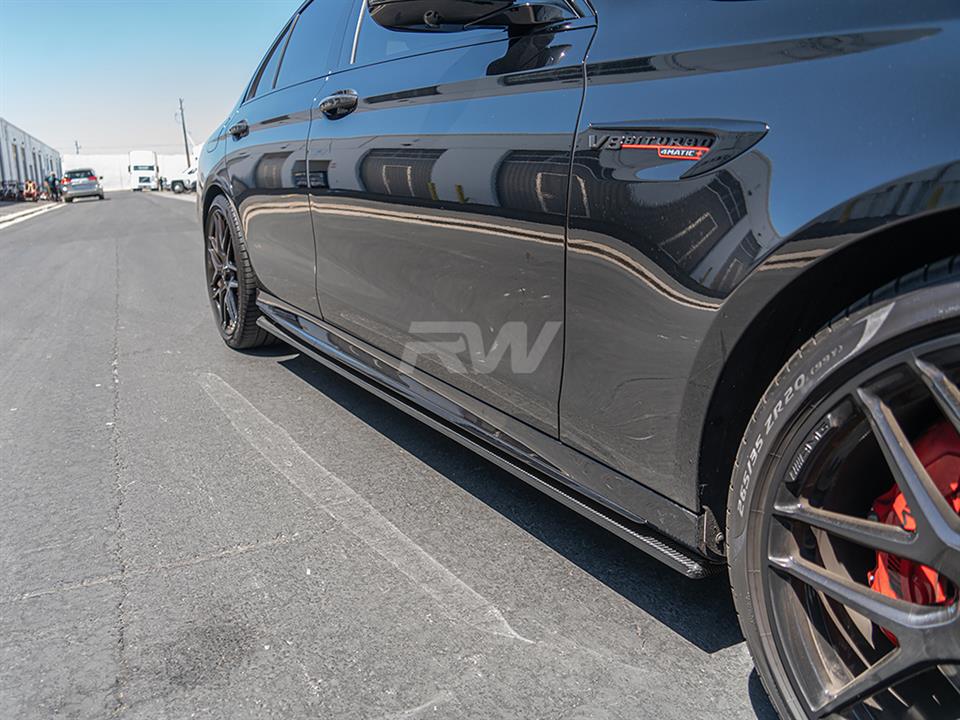 Mercedes W213 E63 with RW Carbon Fiber Side Skirt Extensions