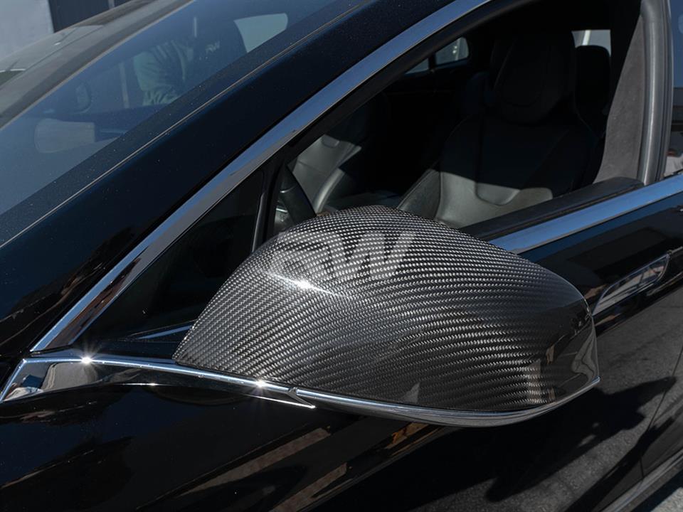 Tesla Model S with RW Carbon Fiber Mirror Covers