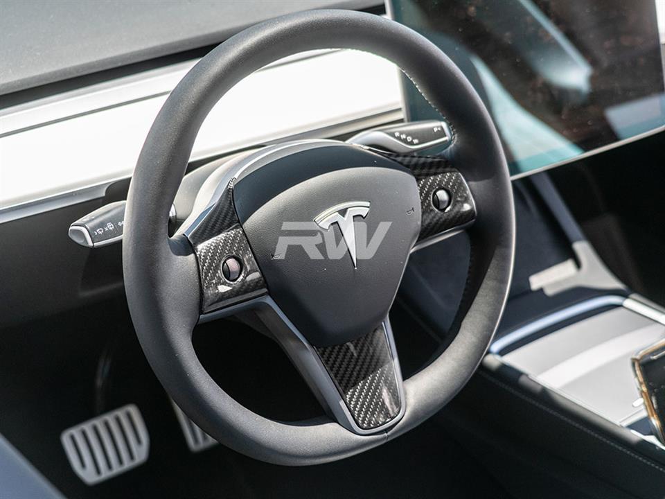 Tesla Model 3 / Y Carbon Fiber Steering Wheel Trim