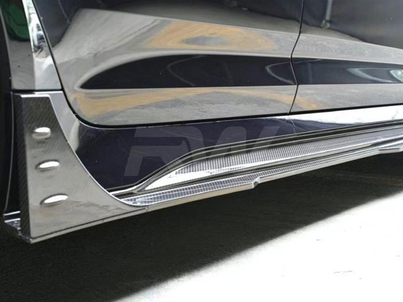 Audi RS6 C8 Avant Carbon Fiber Side Skirt Extensions