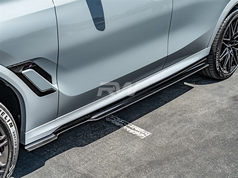 BMW F96 X6M RWS Carbon Fiber Side Skirt Extensions