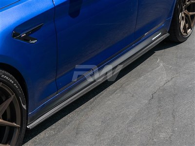 BMW G30 F90 RWS Carbon Fiber Side Skirt Extensions / 