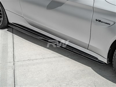 Mercedes W205 GTX CF Side Skirt Extensions / 