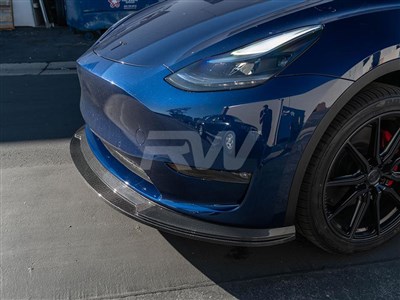 Tesla Model Y Carbon Fiber Front Lip Spoiler / 