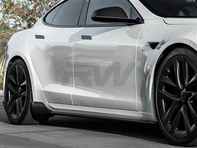 Tesla Model S / Plaid Carbon Fiber Side Skirt Extensions / 