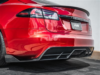 Tesla Model S / S Plaid Carbon Fiber Rear Diffuser / 