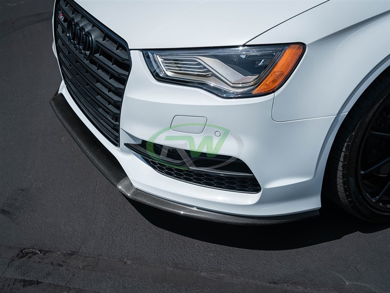 Front Splitter Spoiler Lip Chin ABS Carbon Fiber Look For 2014-2019 Audi A3 S3 
