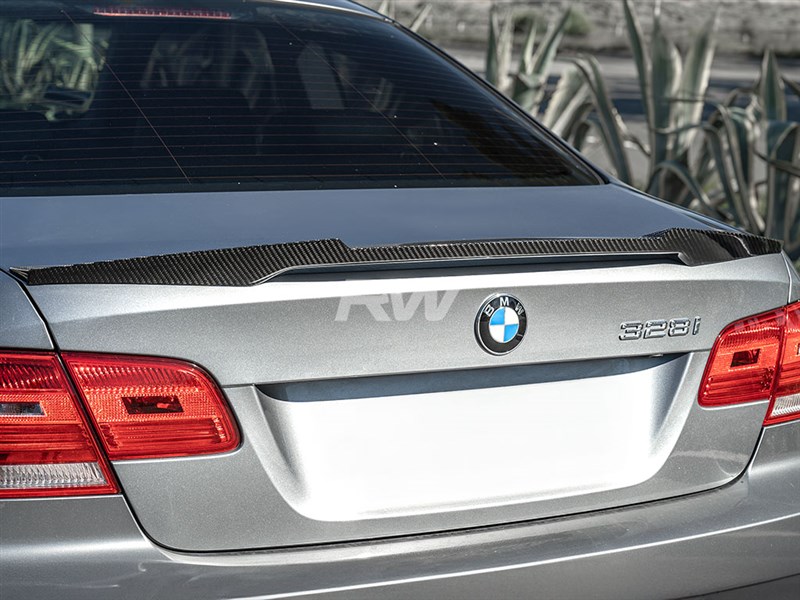 For BMW E92 M3 328 335 Trunk Spoiler Carbon Fiber Look Rear Bumper Wing M4 Style