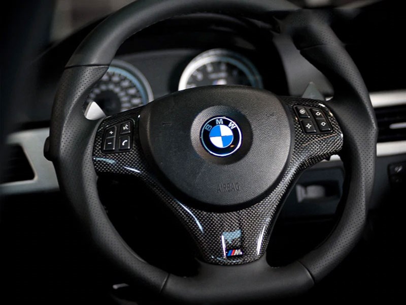 For BMW E90 E92 E93 M3 E82 1M Carbon Fiber Steering Wheel Cover Trim 2008-2013