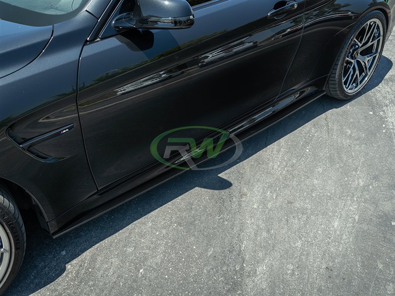 BMW F82 F83 M4 3D Style Carbon Fiber Side Skirt Extensions