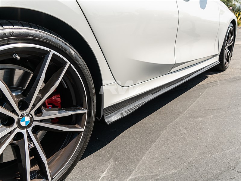 BMW G20 3Series 330i M340i K Style Carbon Fiber Side Skirt Extensions