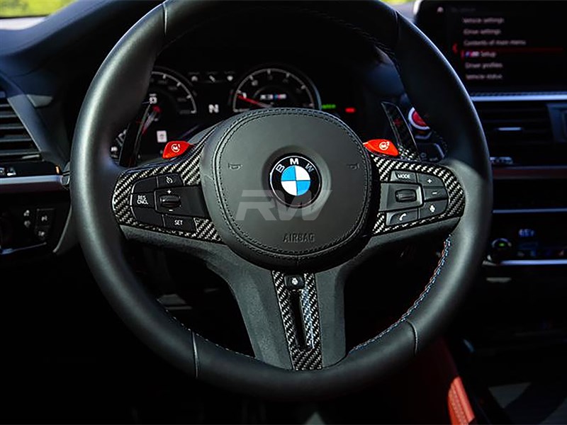 BMW G22 G26 4-Series Carbon Fiber Alcantara Steering Wheel Trim



