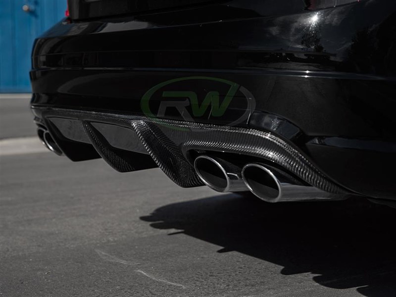 Compliment the other carbon fiber parts on your C63 with this RW Carbon Arkym style CF diffuser