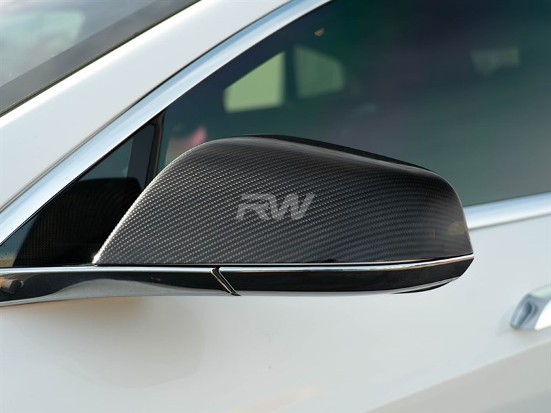 Check out RW Carbon's CF Mirror Covers for the Tesla Model S